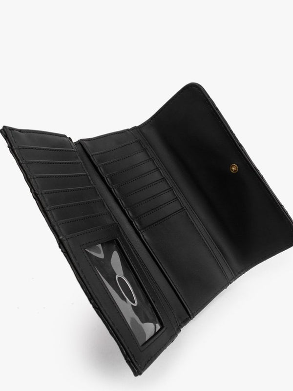 Cessily Black Quilted Trifold Wallet