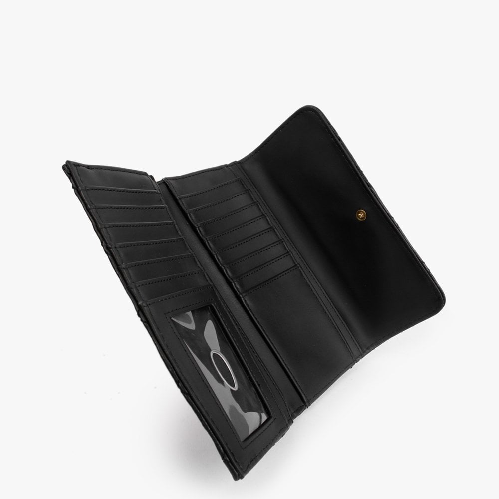 Cessily Black Quilted Trifold Wallet