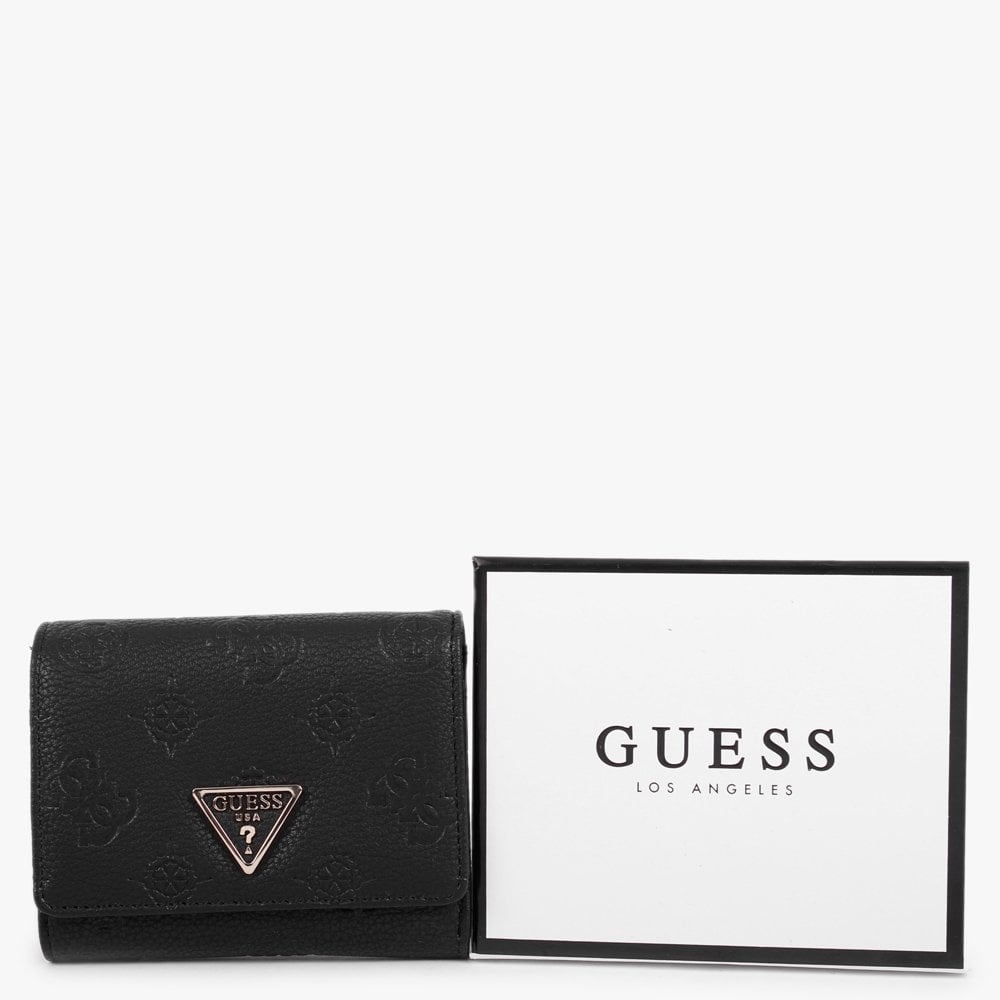 Small Helaina Black Stamp Logo Trifold Wallet