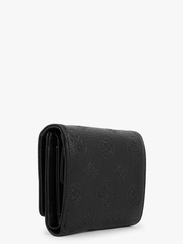 Small Helaina Black Stamp Logo Trifold Wallet