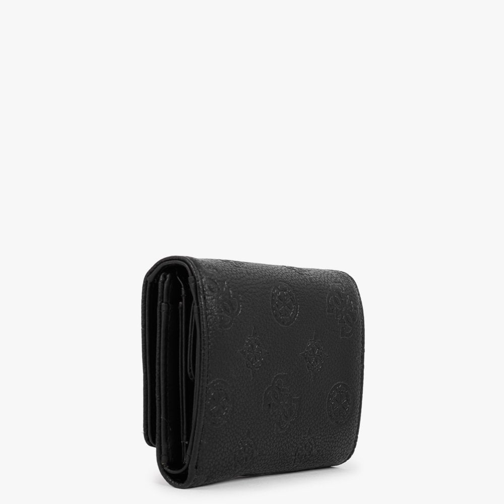 Small Helaina Black Stamp Logo Trifold Wallet