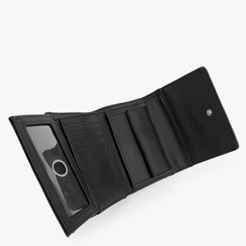 Small Helaina Black Stamp Logo Trifold Wallet