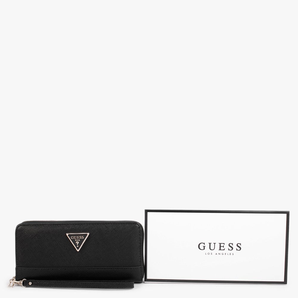 Large Noelle Black Zip Around Wallet