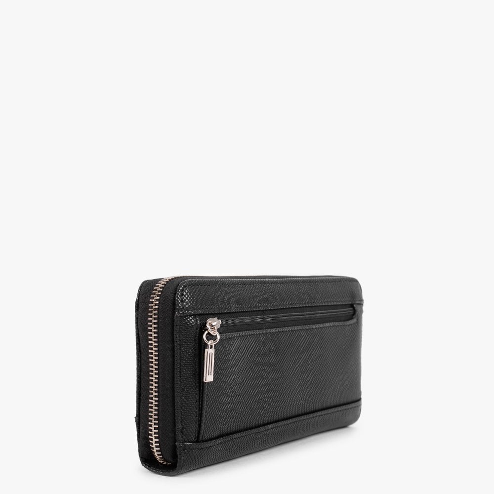 Large Noelle Black Zip Around Wallet