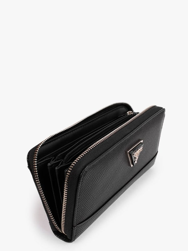 Large Noelle Black Zip Around Wallet