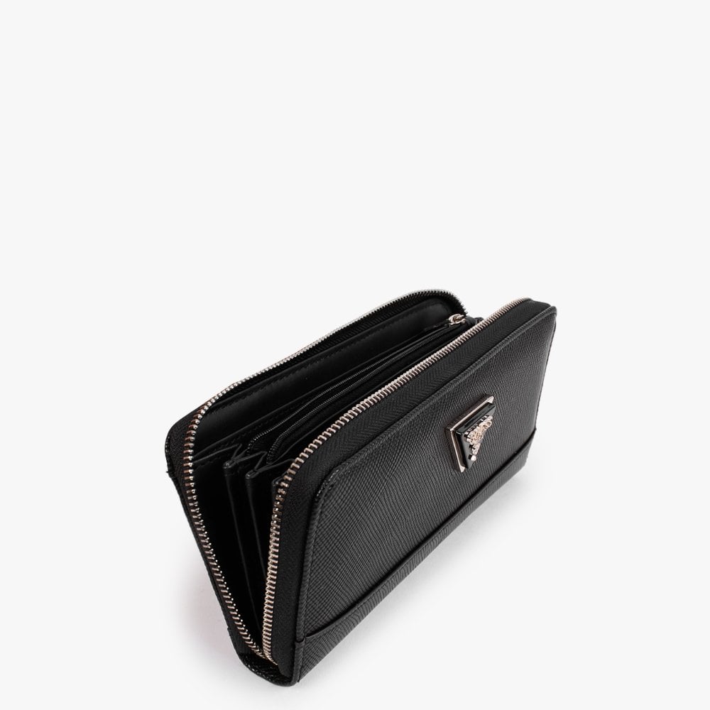 Large Noelle Black Zip Around Wallet