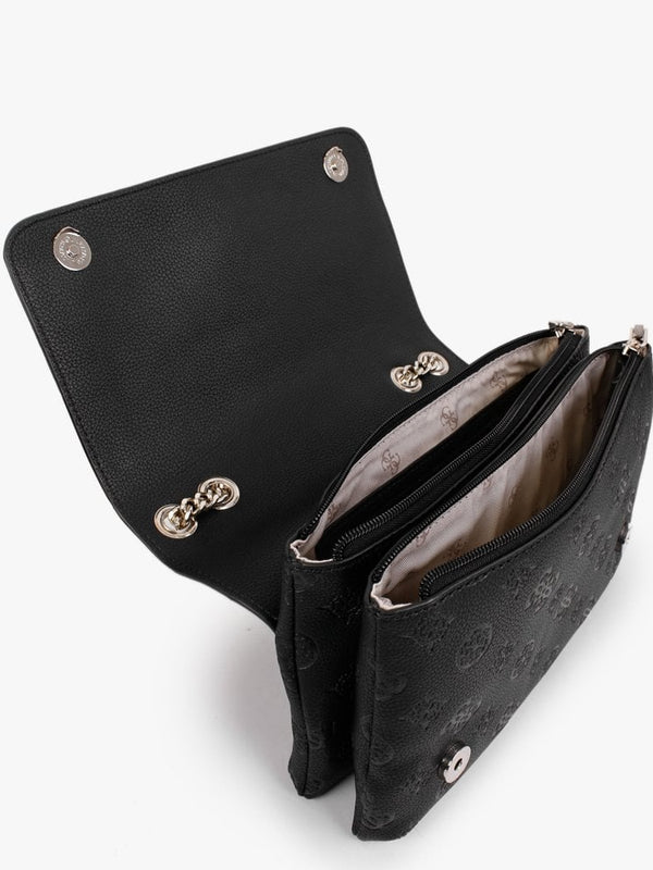 Helaina Black Stamp Logo Cross-Body Bag