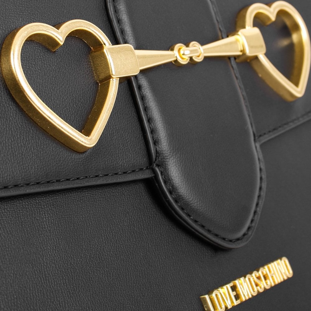 Heart Horse Bit Black Shoulder Bag