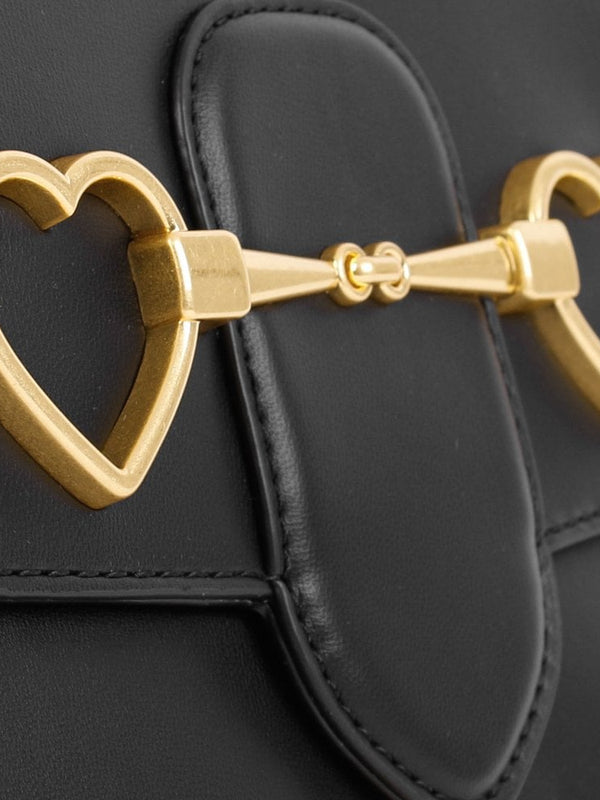 Heart Horse Bit Black Cross-Body Bag