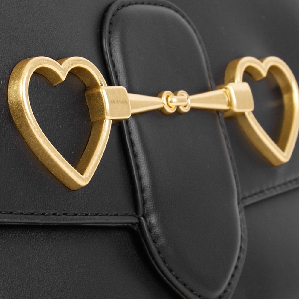 Heart Horse Bit Black Cross-Body Bag