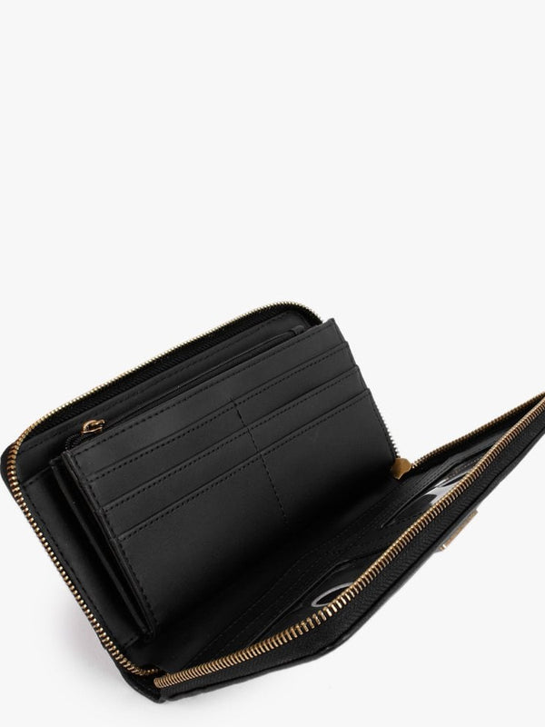 Helaina Black Organizer Zip Around Wallet