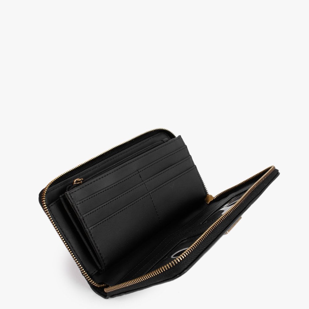 Helaina Black Organizer Zip Around Wallet