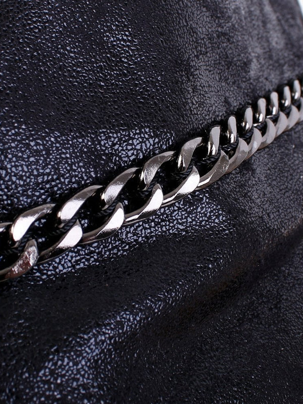 Black Metallic Leather Shoulder Bag