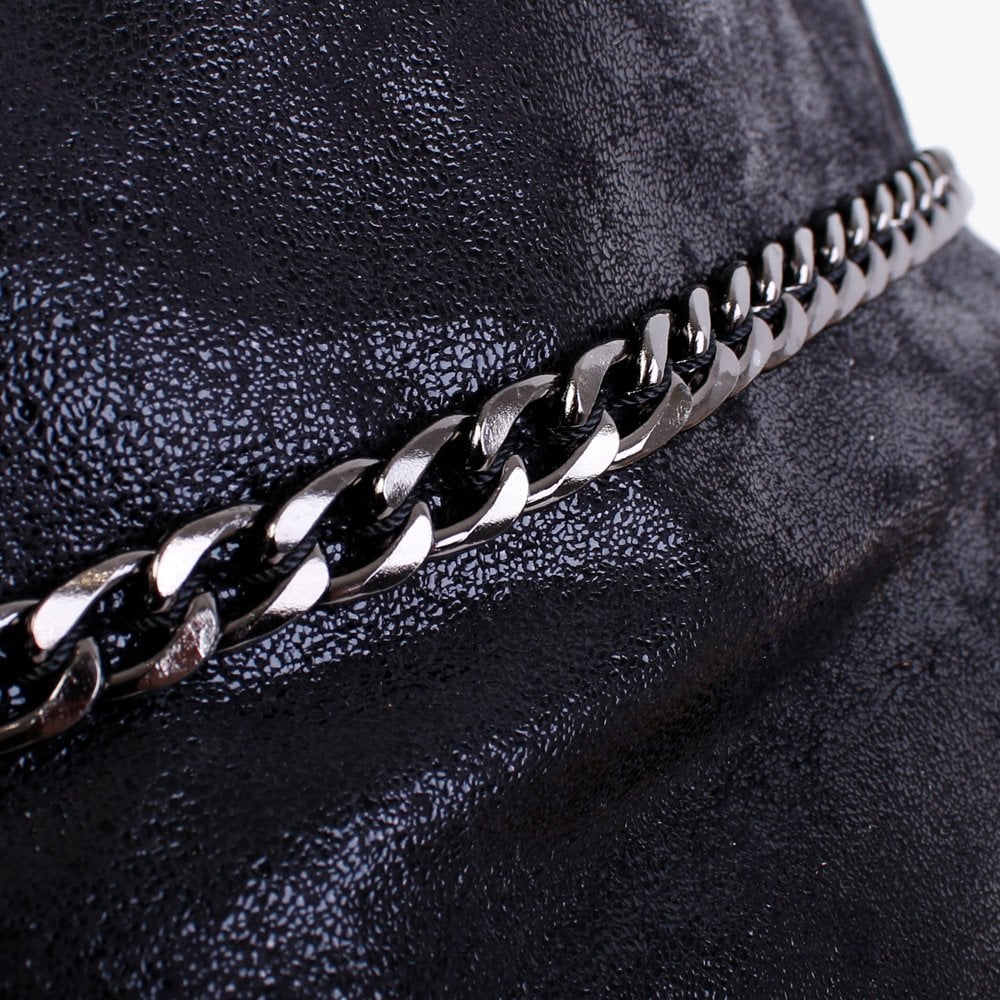 Black Metallic Leather Shoulder Bag