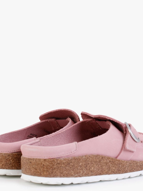 Buckley Soft Pink Nubuck Leather Backless Moccasins