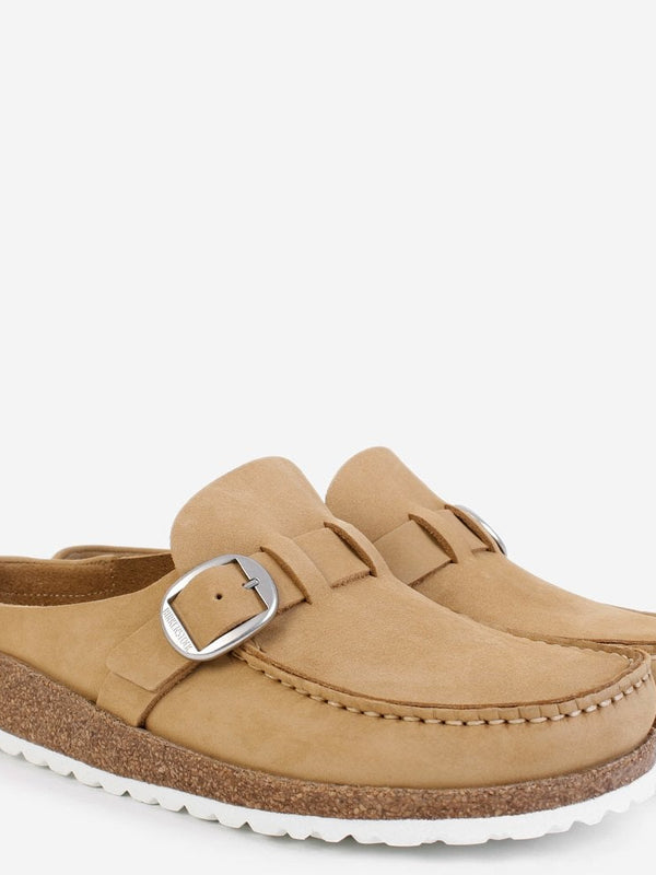 Buckley Latte Cream Nubuck Leather Backless Moccasins