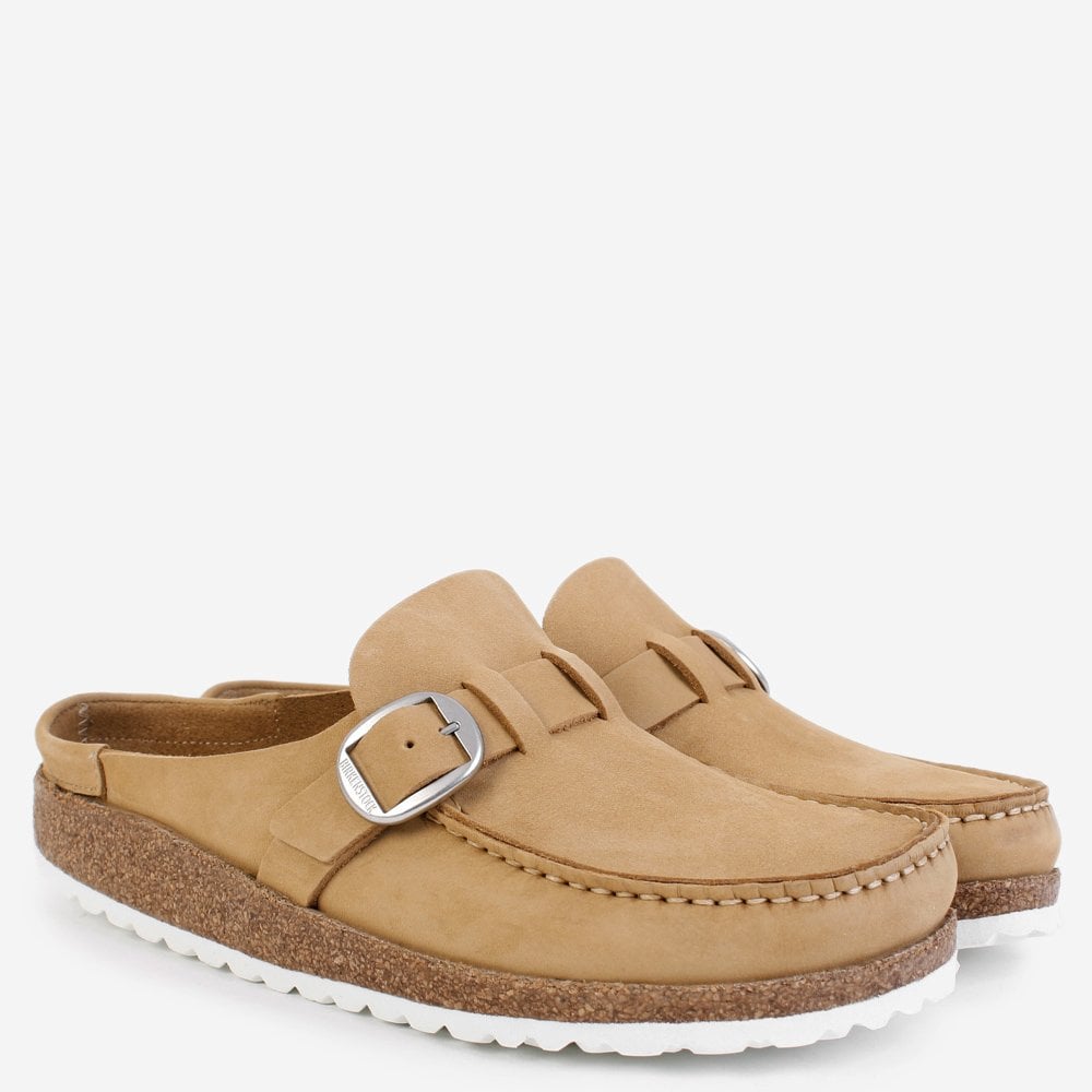 Buckley Latte Cream Nubuck Leather Backless Moccasins