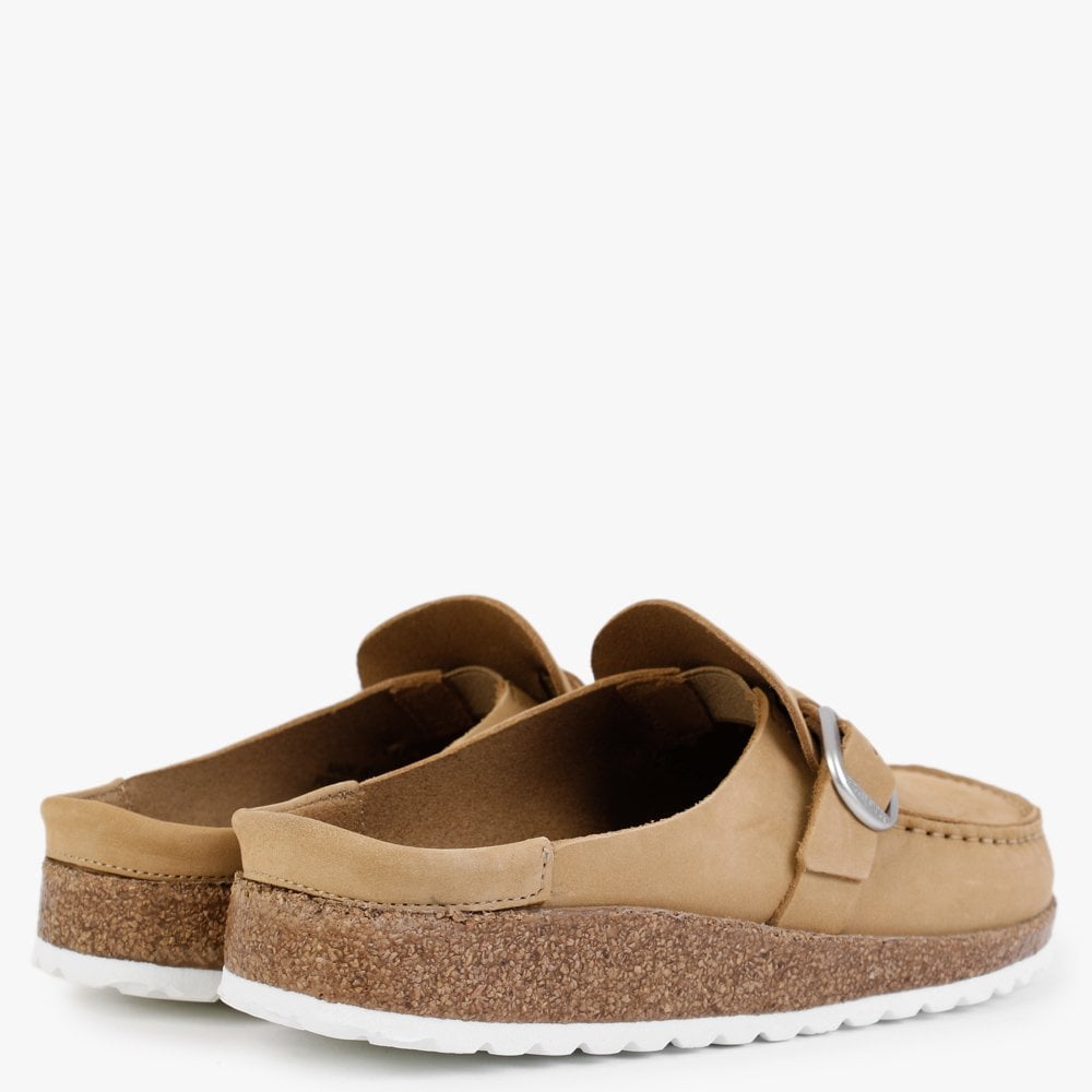 Buckley Latte Cream Nubuck Leather Backless Moccasins