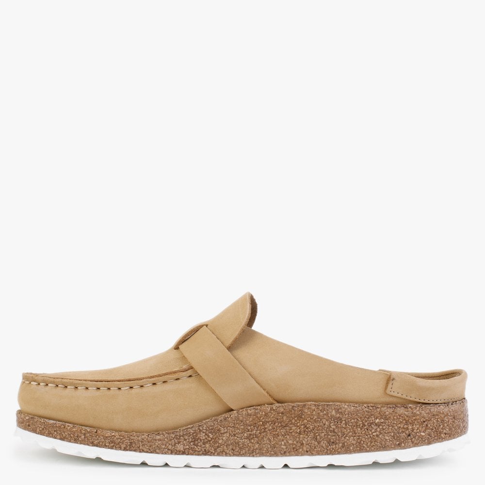 Buckley Latte Cream Nubuck Leather Backless Moccasins