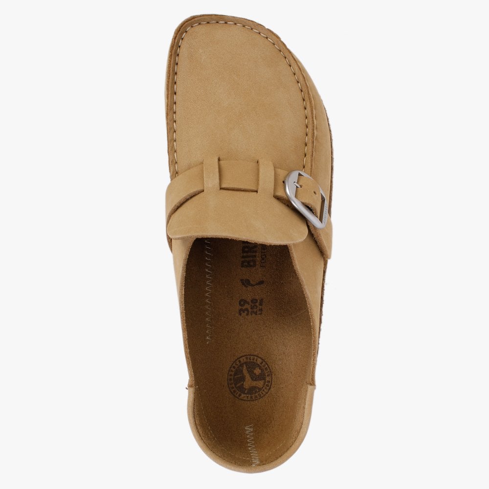 Buckley Latte Cream Nubuck Leather Backless Moccasins