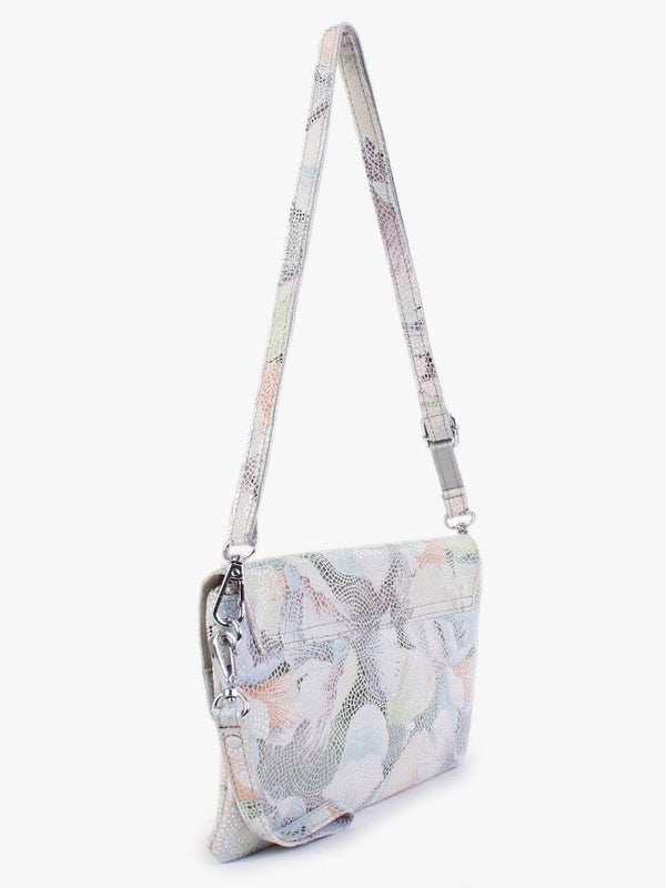 Multicoloured Floral Leather Clutch Bag