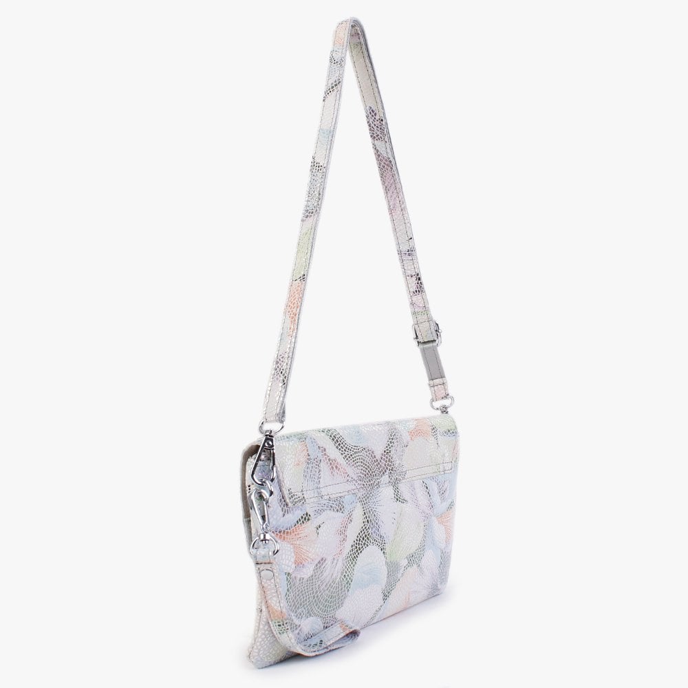 Multicoloured Floral Leather Clutch Bag