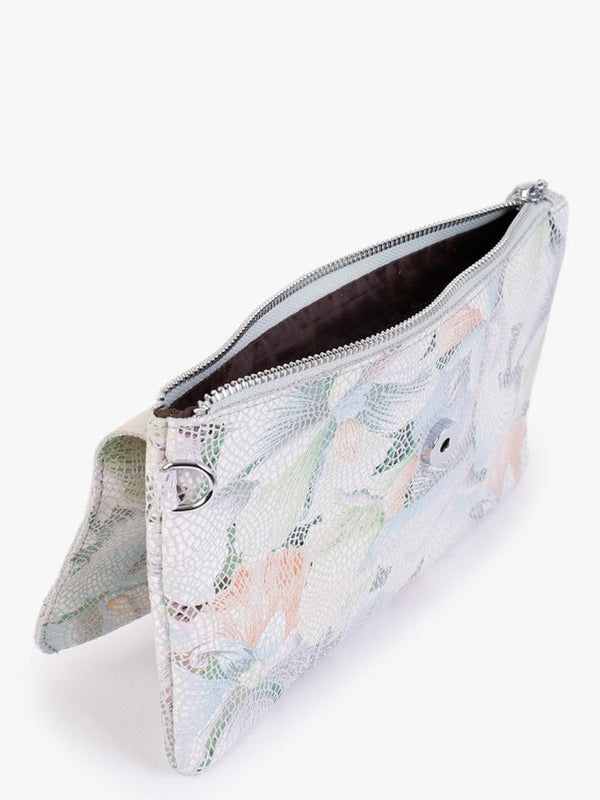 Multicoloured Floral Leather Clutch Bag