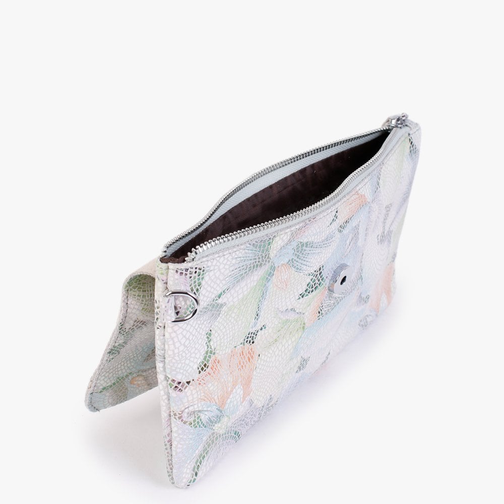 Multicoloured Floral Leather Clutch Bag