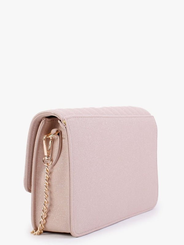 Pink Quilted Glitter Cross-Body Bag