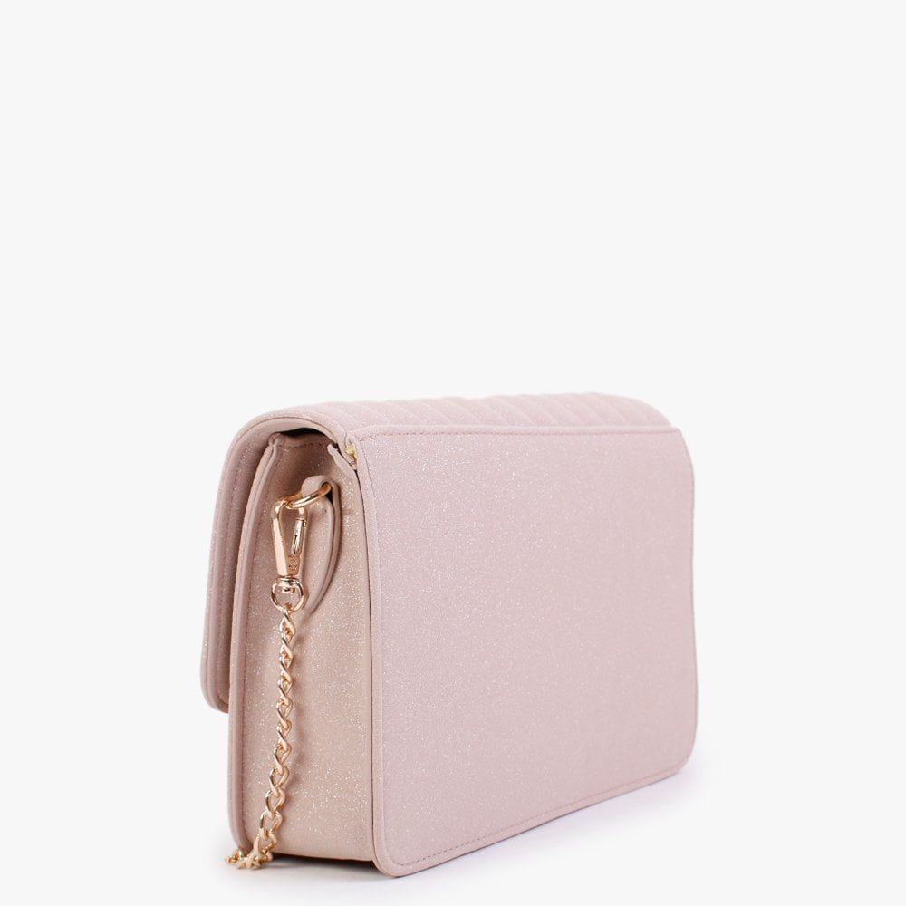 Pink Quilted Glitter Cross-Body Bag