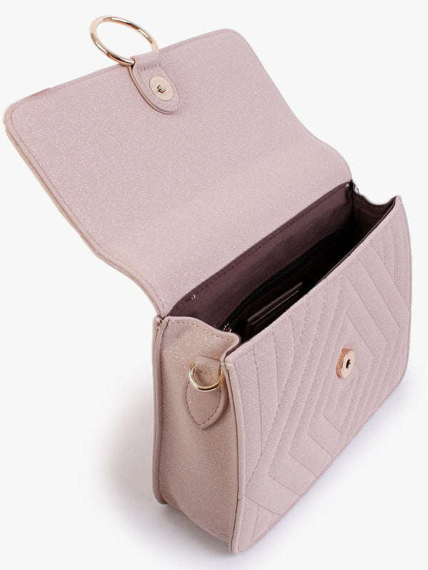 Pink Quilted Glitter Cross-Body Bag