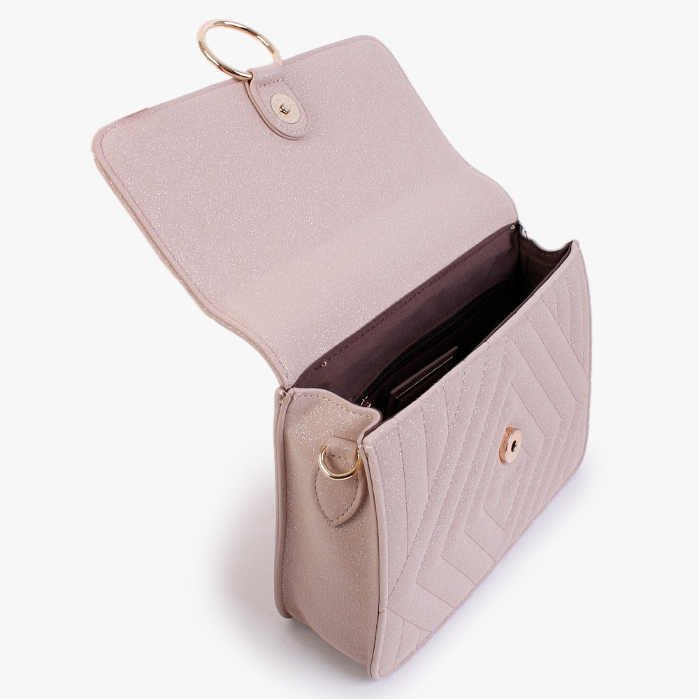 Pink Quilted Glitter Cross-Body Bag