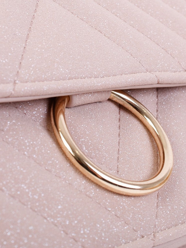 Pink Quilted Glitter Cross-Body Bag