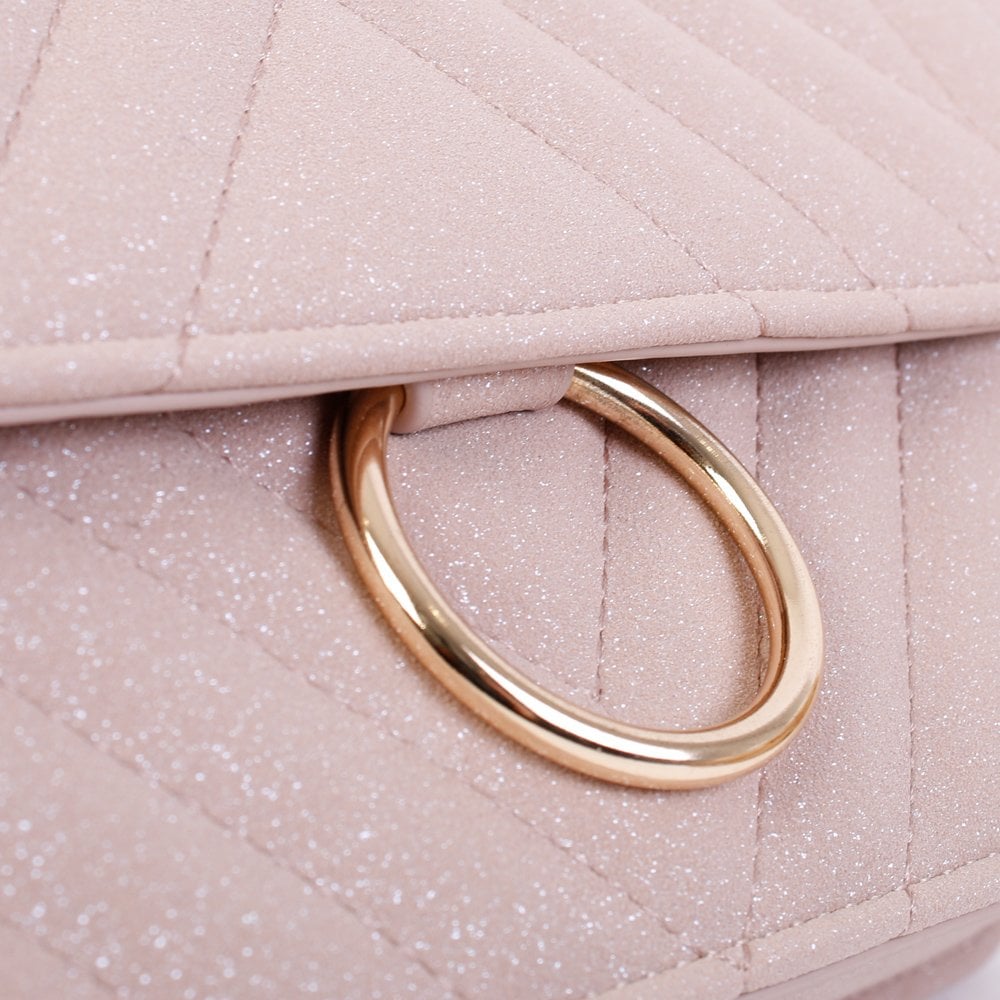 Pink Quilted Glitter Cross-Body Bag