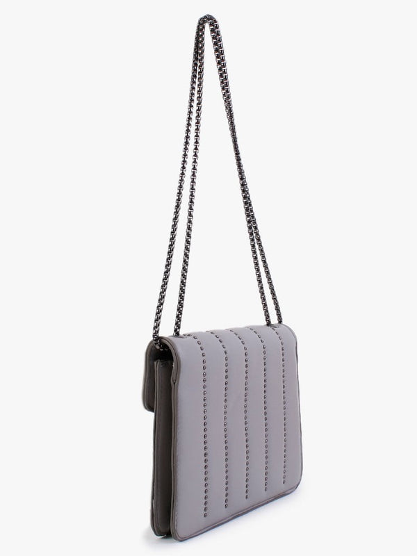 Grey Stud & Star Cross-Body Bag