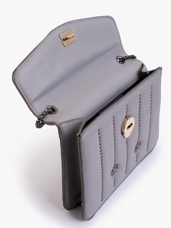 Grey Stud & Star Cross-Body Bag
