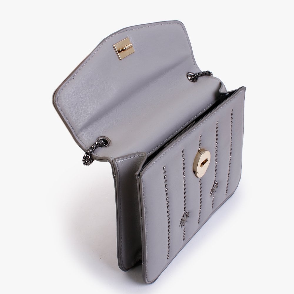 Grey Stud & Star Cross-Body Bag
