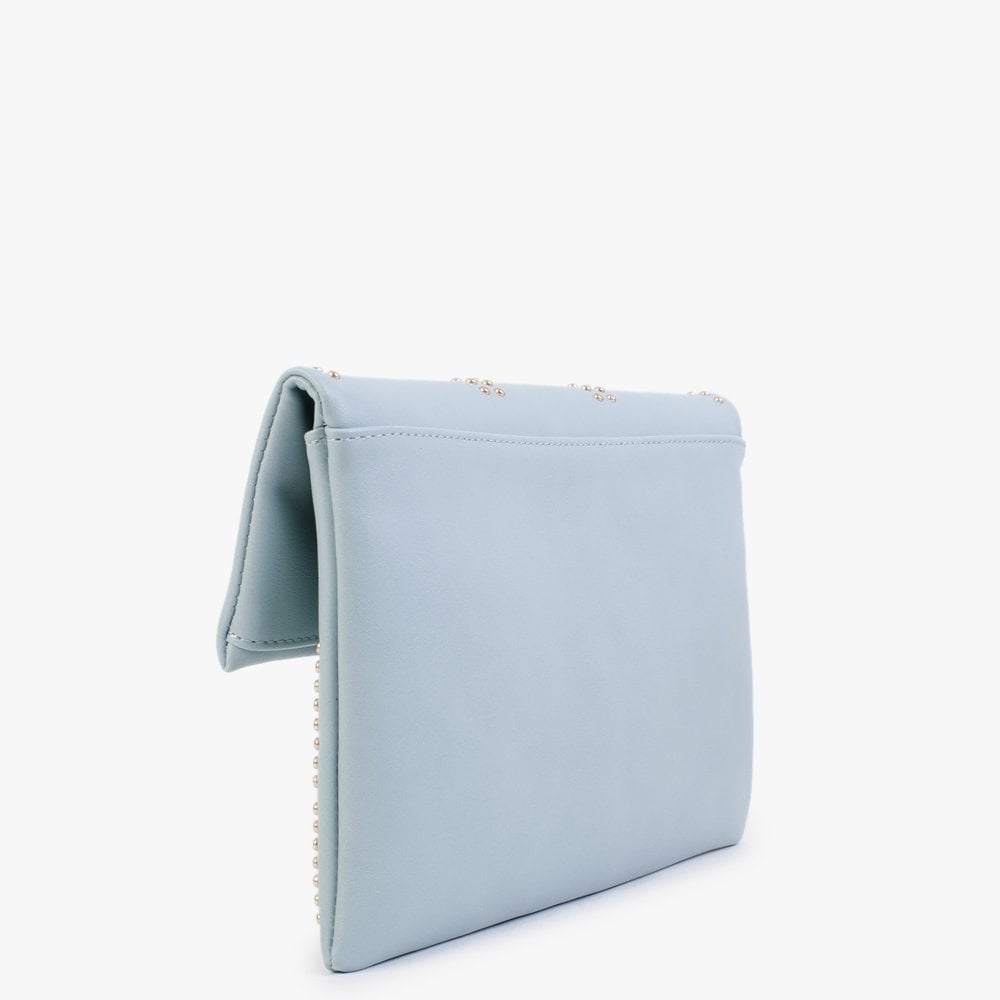 Blue Studded Clutch Bag
