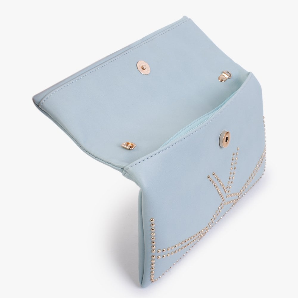 Blue Studded Clutch Bag