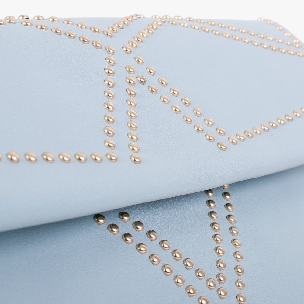 Blue Studded Clutch Bag