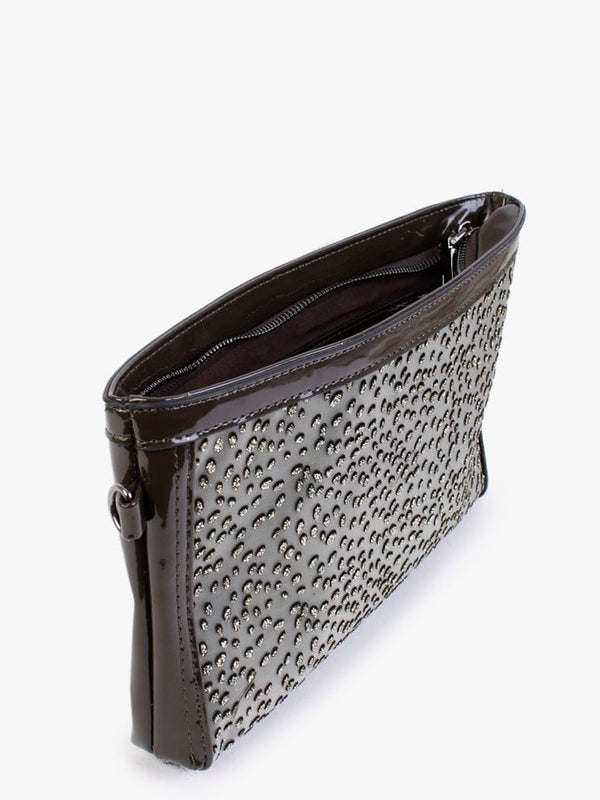 Khaki Glitter Wristlet Clutch