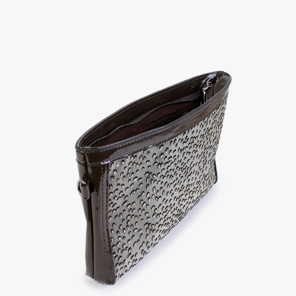 Khaki Glitter Wristlet Clutch