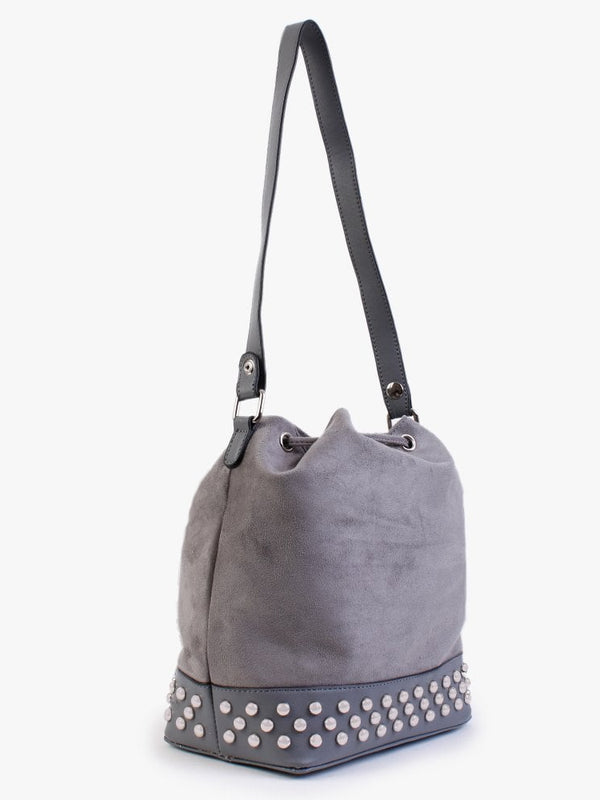 Grey Suedette Duffle Bag