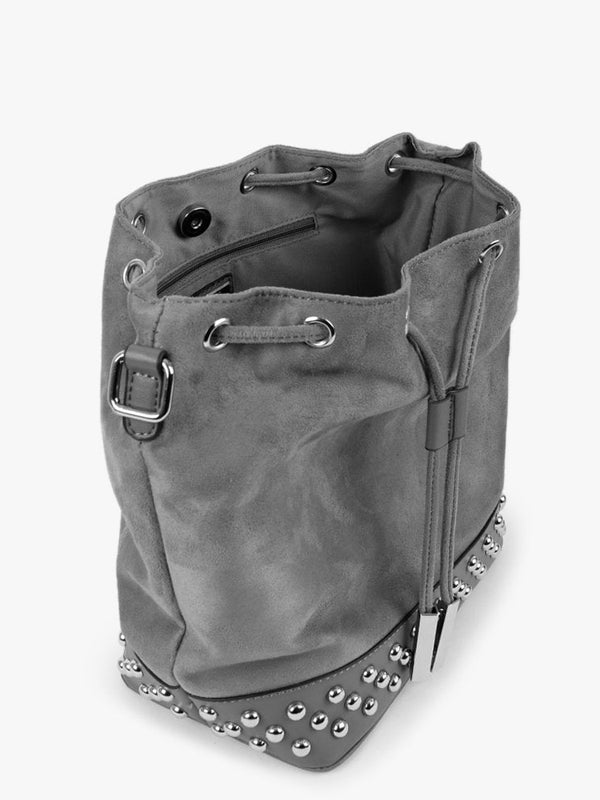 Grey Suedette Duffle Bag
