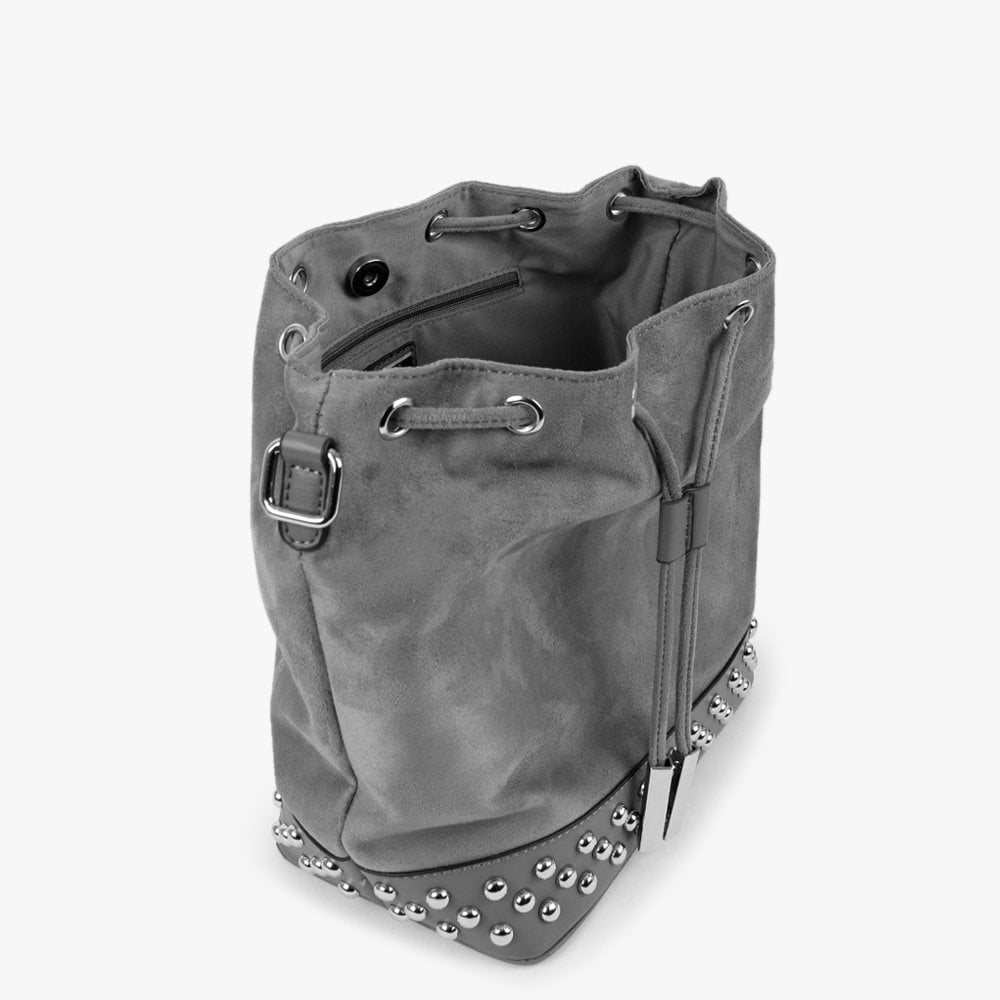 Grey Suedette Duffle Bag