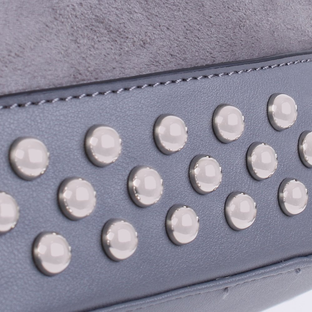 Grey Suedette Duffle Bag
