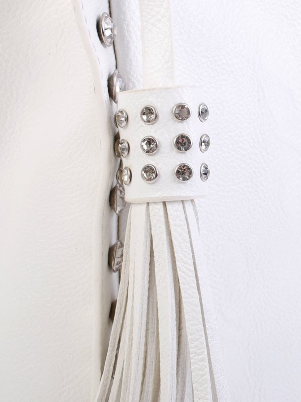 Large White Jewelled Shoulder Bag