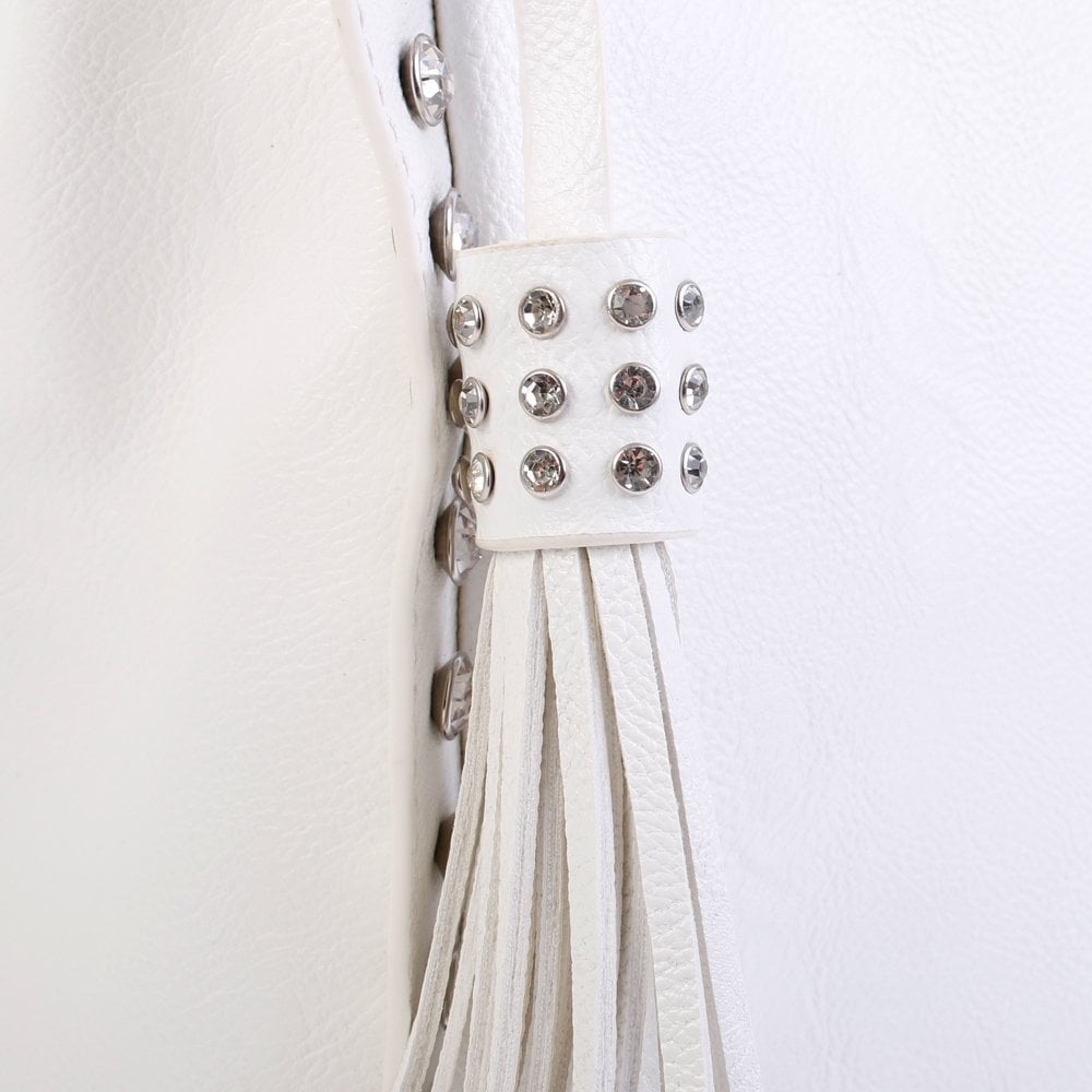 Large White Jewelled Shoulder Bag