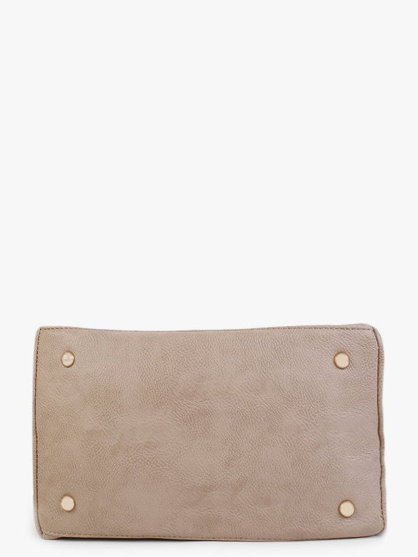 Beige Studded Tote Bag