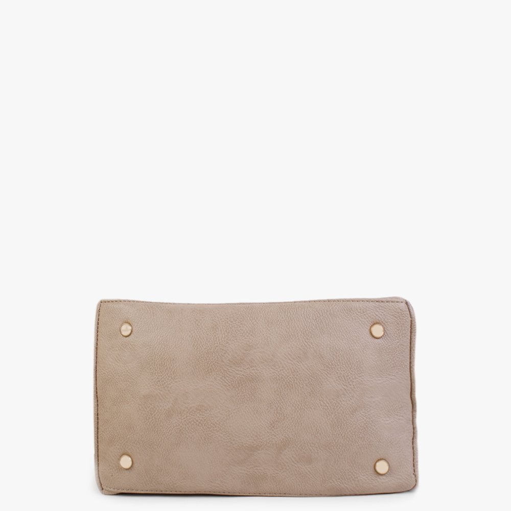 Beige Studded Tote Bag